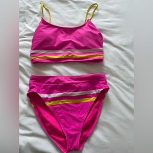 So yellow and pink bikini